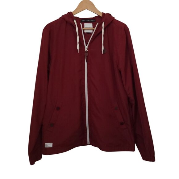 M.A. Marshall Artist Burgundy Hooded Lined Wind Cheater Jacket Lightweight Sz S - Picture 1 of 9